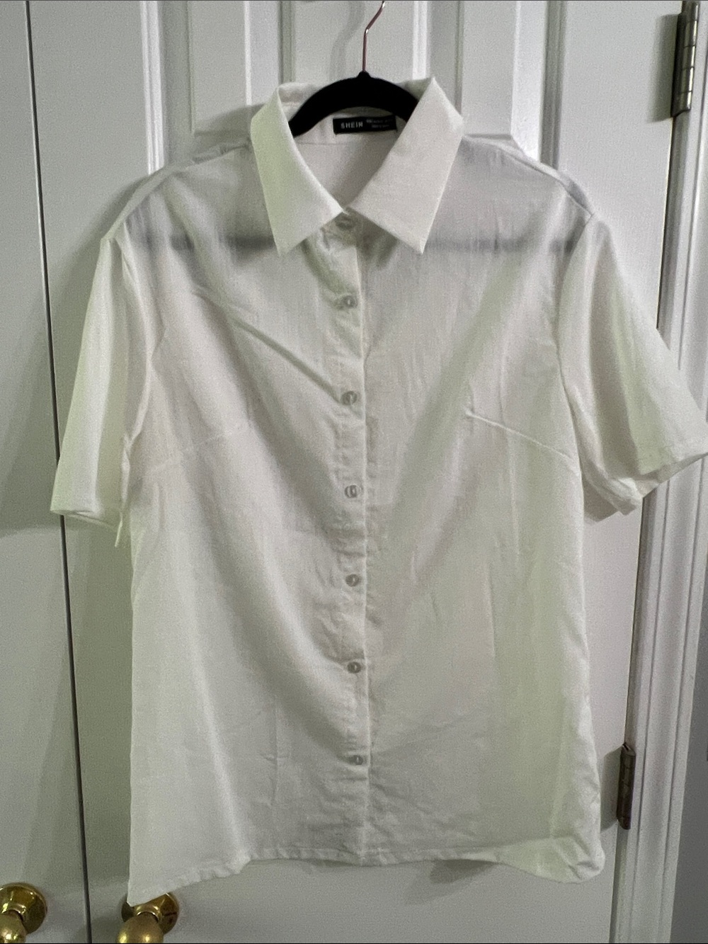 SHEIN White Short-Sleeve Button-Down Shirt for Men